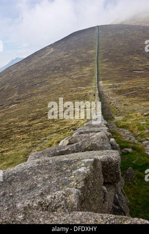 The Mourne Wall Between Slieve Commedagh Slieve Donard Mourne Mountains Stock Photo