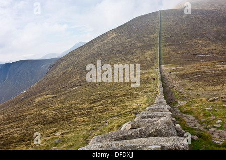 The Mourne Wall Between Slieve Commedagh Slieve Donard Mourne Mountains Stock Photo