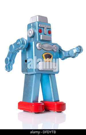 Tin robot isolated on a white background. Stock Photo