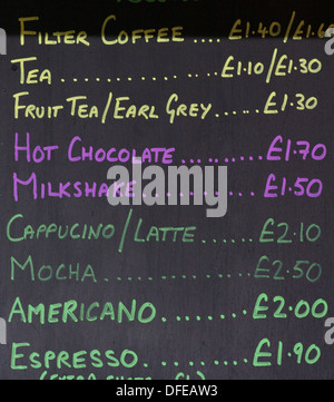 Cafe Hot Drinks Menu Price Blackboard Stock Photo