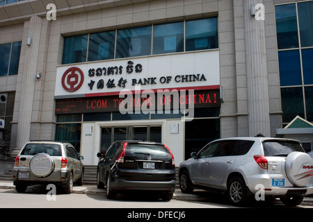 The Bank Of China Serves Residents In Phnom Penh Cambodia Stock