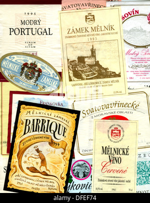 Czech wine labels Stock Photo