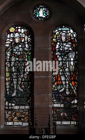 Lieutenant Charles William Peck Memorial Window, 1920, All Saints Episcopal Church, Jordanhill, Glasgow. Stock Photo