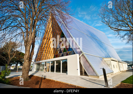 The new cardboard transitional cathedral in Latimer Square, designed by Shigeru Ban, in the city of Christchurch, South Island, New Zealand Stock Photo