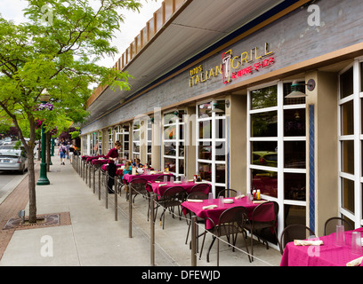 Restaurant on Sherman Avenue in downtown Coeur d'Alene, Idaho, USA Stock Photo