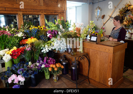 flower shop in Beacon Hill Boston MA Stock Photo