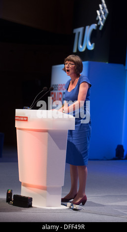 Francis O'Grady-General secretary of the TUC addresses conference in Bournemouth 2013 Stock Photo