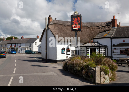 Village centre and Red Lion Inn, Mawnan Smith, Cornwall Stock Photo