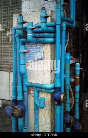 Natural gas line chaos Yangon Stock Photo