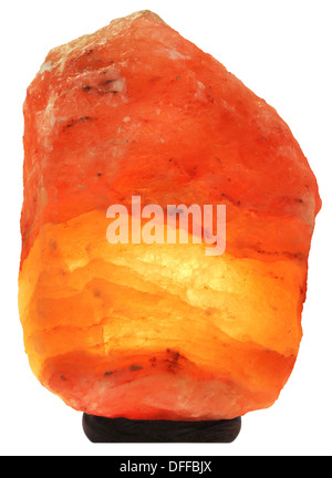 Piece of Himalayan salt as a lamp isolated on white background Stock Photo