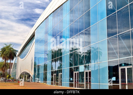 Brazil, Brasilia: Modern glass facade of the Convention Center Ulysses Guimaraes Stock Photo