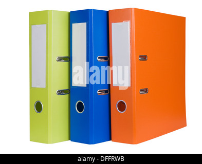 Colorful office folders isolated on white background Stock Photo