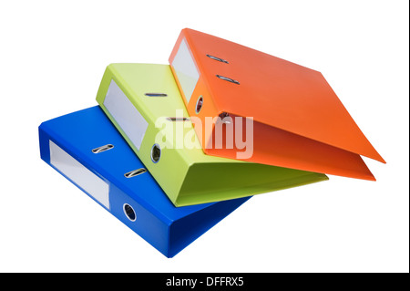 Colorful office folders isolated on white background Stock Photo