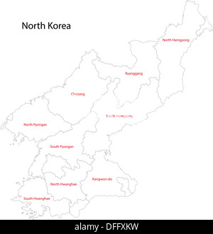 Contour North Korea map Stock Photo