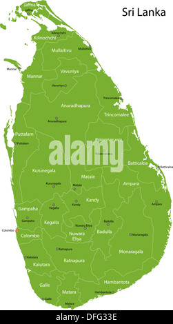 Green Sri Lanka map Stock Photo