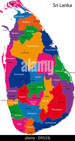 Sri Lanka Province And District Map Sri Lanka Map Stock Photo - Alamy