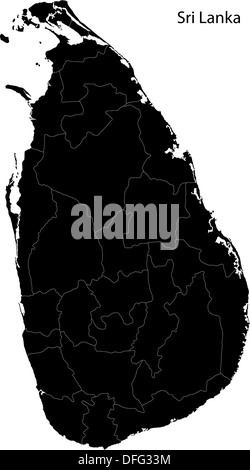 Black Sri Lanka map Stock Photo