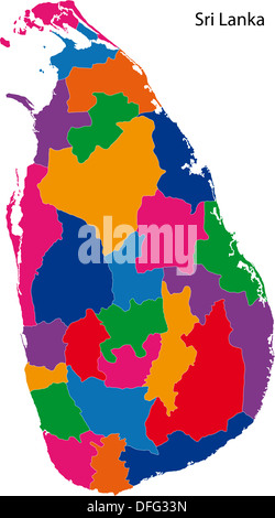 Colorful Sri Lanka map Stock Photo
