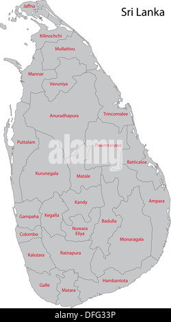 Grey Sri Lanka map Stock Photo
