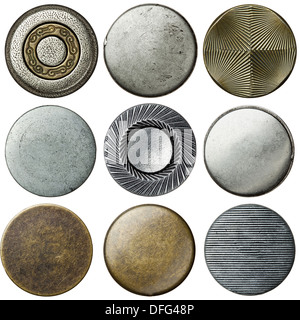 Vintage metal sewing buttons, isolated Stock Photo