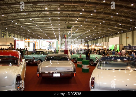 American cars present together in the Fair to the close hall Stock Photo