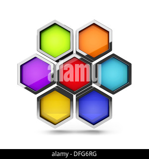 Abstract 3d colorful honeycomb design palette object isolated on white Stock Photo