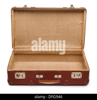 Vintage brown suitcase on white background Stock Photo