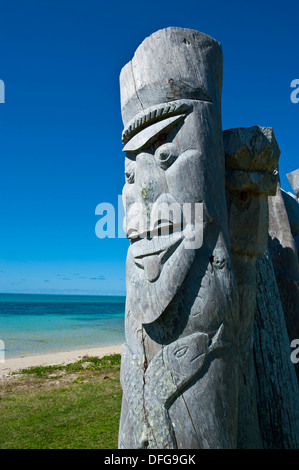 Traditional wood carving, Île des Pins, New Caledonia, France Stock Photo