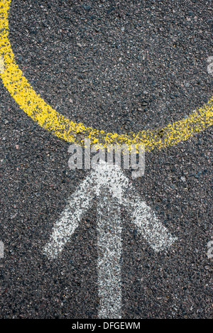 Arrow pointing at circle. Conceptual image of reaching a target. Stock Photo