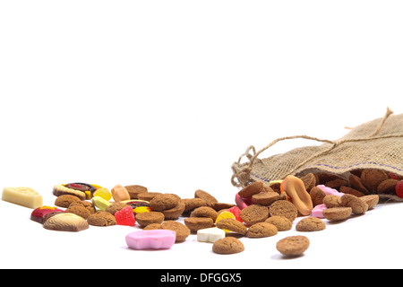 Bag with sweets for the holiday of Sinterklaas i Stock Photo