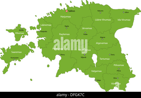 Green Estonia map Stock Photo