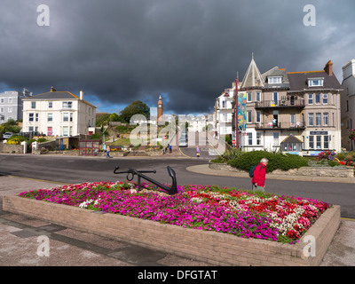 Storm clouds over Seaton seafront Devon England Stock Photo