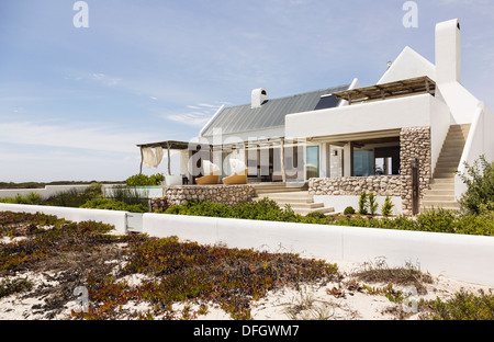 Modern house on beach Stock Photo