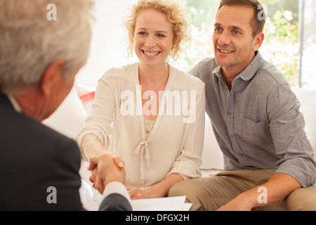 Businessman meeting clients Stock Photo