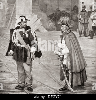 The meeting between Victor Emmanuel II and Count Radetzky, after the Battle of Novara, March 24, 1849. Stock Photo