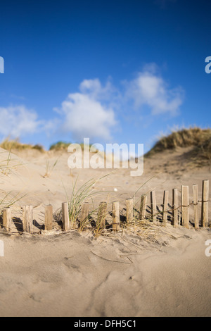 Preservation fence on sand dunes Stock Photo