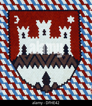 Coat of arms of the city of Zagreb, checkered tiled rooftop of St Mark's church in Zagreb, Croatia Stock Photo