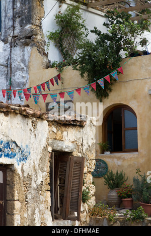Streets of Historic Old Town of Maroulas, Crete, Greece Stock Photo