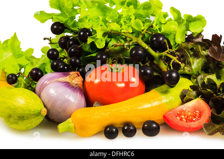 Fruits and vegetables on white background Stock Photo
