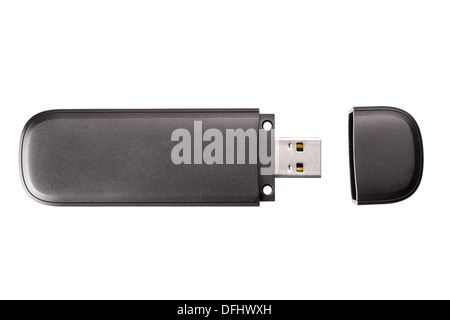 Black usb flash drive isolated on the white background Stock Photo