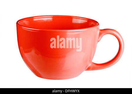 Red mug empty blank for coffee or tea isolated on white background Stock Photo