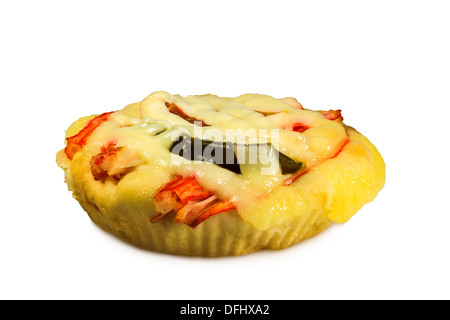 Small homemade pizza isolated on white background Stock Photo