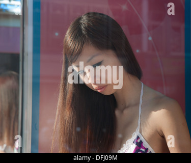 Betelnut girl in a betelnut booth in Taiwan Stock Photo