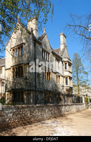 Merton College, Oxford University, Oxfordshire, UK. View from Corner of Grove Walk and Dead Man's Walk and Christ Church Meadow. Stock Photo