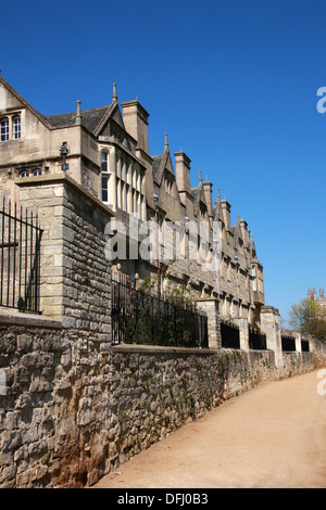 Merton College, Oxford University, Oxfordshire, UK. View from Dead Man's Walk and Merton Playing Field. Stock Photo