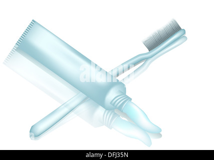 Toothbrush and tube of toothpaste isolated on white background. 3d ...