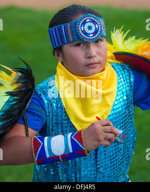 Native American boy takes part at the Barona 43rd Annual Powwow in Barona California Stock Photo