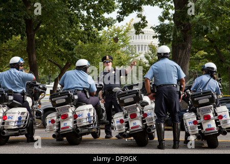 MPD Motorcycle unit policemen at the US Capitol building - Washington, DC USA Stock Photo