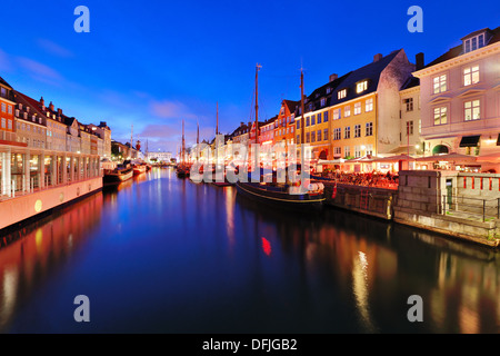 Nyhavn Canal in Copenhagen, Demark. Stock Photo