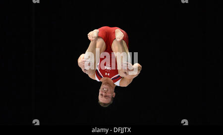 Antwerp, Belgium. 06th Oct, 2013. US gymnast Steven Legendre performs at the vault during the Artistic Gymnastics World Championships in Antwerp, Belgium, 06 October 2013. Photo: MARIJAN MURAT (For editorial use only)/dpa/Alamy Live News Stock Photo